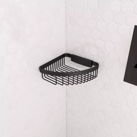 Eastbrook Matt Black Removable Corner Shower Basket