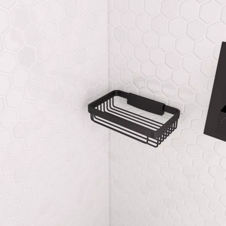 Eastbrook Matt Black Removable Wall Shower Basket