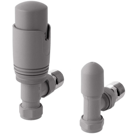 Eastbrook Matt Grey Angled 15mm Thermostatic Radiator Valves