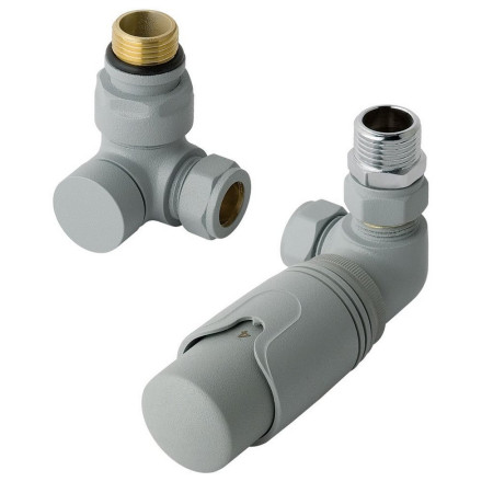 Eastbrook Matt Grey Corner 15mm Thermostatic Radiator Valves