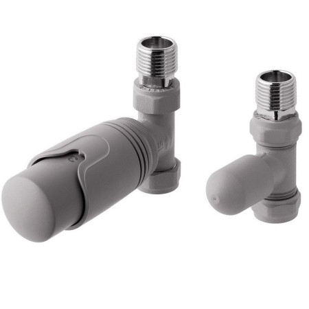 Eastbrook Matt Grey Straight 15mm Thermostatic Radiator Valves