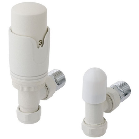Eastbrook Matt White Angled 15mm Thermostatic Radiator Valves