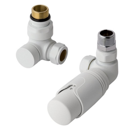 Eastbrook Matt White Corner 15mm Thermostatic Radiator Valves