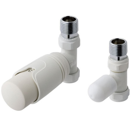Eastbrook Matt White Straight 15mm Thermostatic Radiator Valves
