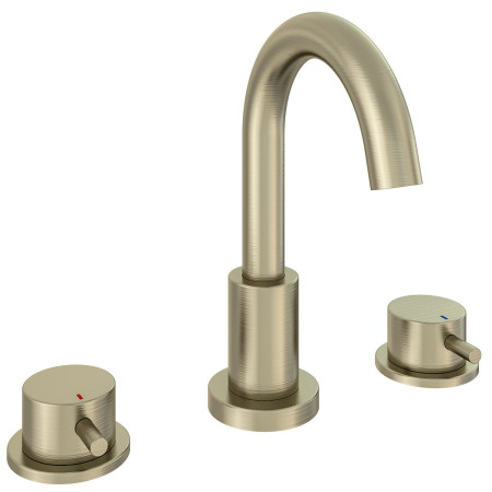 Eastbrook Meriden Brushed Brass Three Hole Basin Mixer with Waste