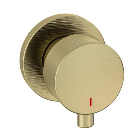 98.2049 Eastbrook Meriden Brushed Brass Wall Mounted Three Hole Basin Mixer Hot Lever Handle