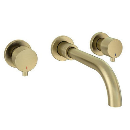 Eastbrook Meriden Brushed Brass Wall Mounted Three Hole Basin Mixer