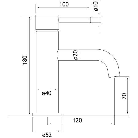98.4029 Eastbrook Meriden Brushed Bronze Basin Mixer with Waste Line Drawing