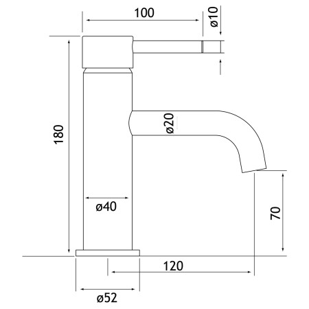 98.2001 Eastbrook Meriden Chrome Basin Mixer with Waste Technical Drawing