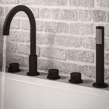 Eastbrook Meriden Matt Black Five Hole Bath Shower Mixer