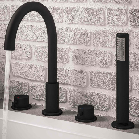Eastbrook Meriden Matt Black Four Hole Bath Shower Mixer