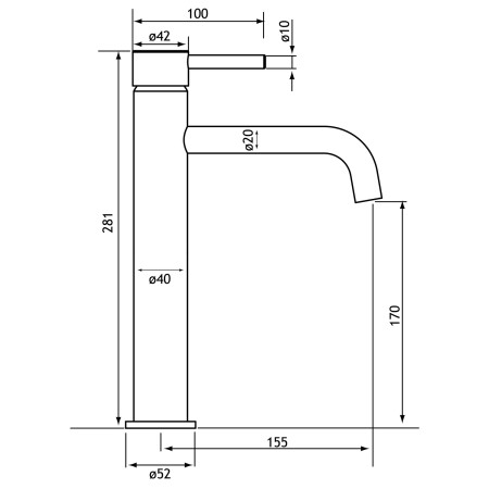 98.2006 Eastbrook Meriden Tall Brushed Brass Basin Mixer with Waste Dimensions