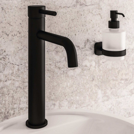 Eastbrook Meriden Tall Matt Black Basin Mixer with Waste