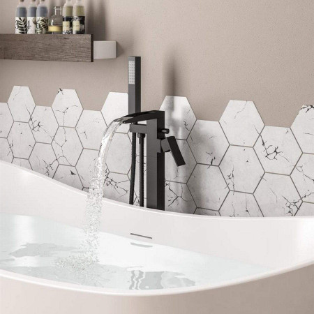 79.1045 Eastbrook Padbury Black Freestanding Bath Shower Mixer Lifestyle