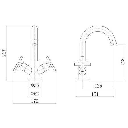 79.0040 Eastbrook Prado Star Chrome Basin Mixer with Waste Dimensions