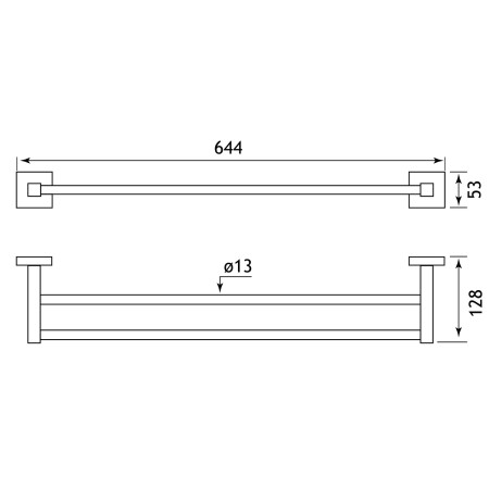 52.110 Eastbrook Rimini Chrome Double Towel Rail Line Drawing