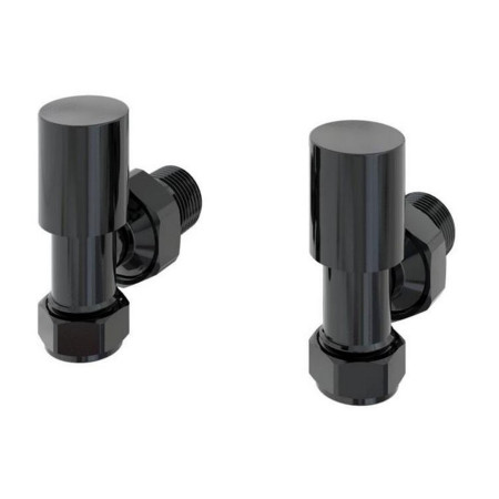 Eastbrook Round Angled Manual Black Gold Radiator Valves