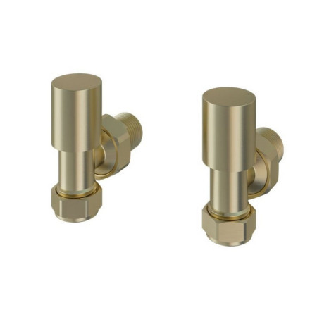 Eastbrook Round Angled Manual Brushed Brass Radiator Valves