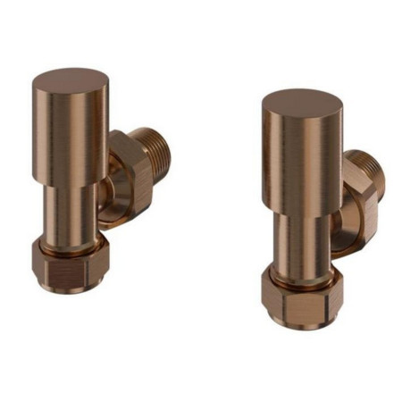 Eastbrook Round Angled Manual Brushed Bronze Radiator Valves