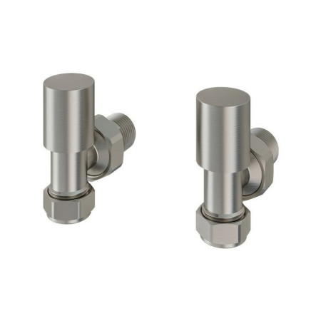 Eastbrook Round Angled Manual Brushed Nickel Radiator Valves