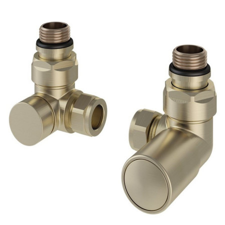 Eastbrook Round Corner 15mm Manual Brushed Brass Radiator Valves