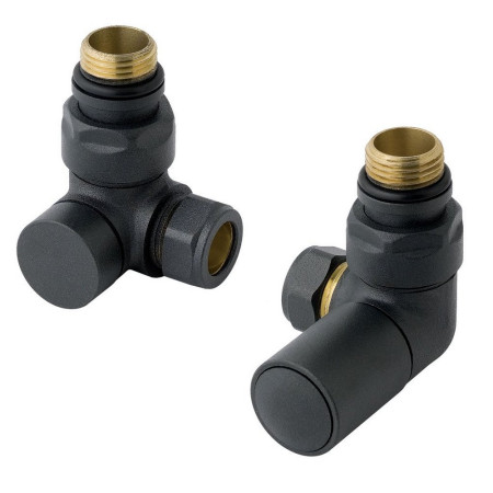 Eastbrook Round Corner 15mm Manual Matt Anthracite Radiator Valves