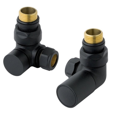 Eastbrook Round Corner 15mm Manual Matt Black Radiator Valves