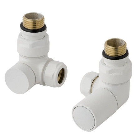 Eastbrook Round Corner 15mm Manual Matt White Radiator Valves
