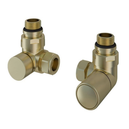 Eastbrook Round Corner Manual Brushed Brass Radiator Valves