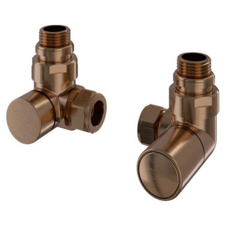 Eastbrook Round Corner Manual Brushed Bronze Radiator Valves