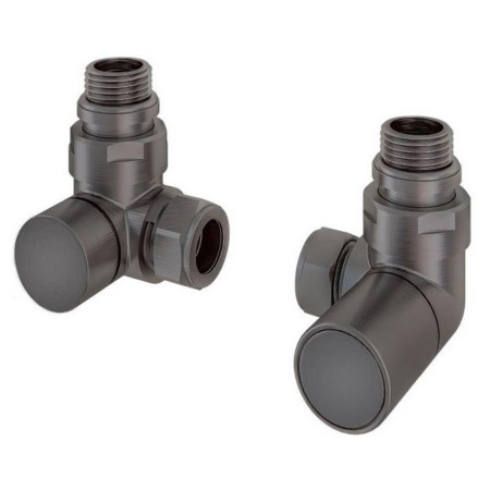 Eastbrook Round Corner Manual Brushed Gunmetal Radiator Valves