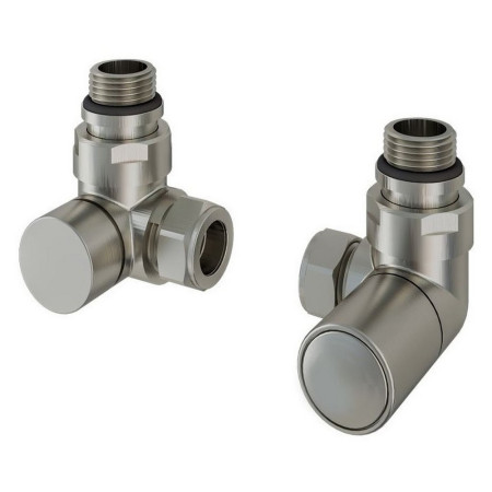 Eastbrook Round Corner Manual Brushed Nickel Radiator Valves