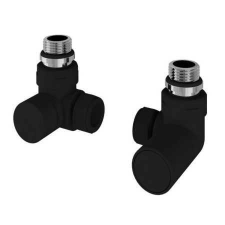 Eastbrook Round Corner Manual Matt Black Radiator Valves