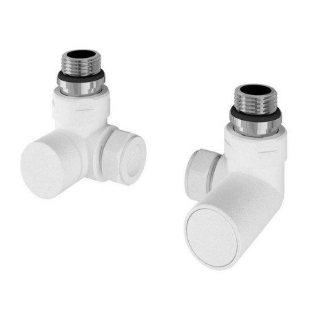 Eastbrook Round Corner Manual Matt White Radiator Valves