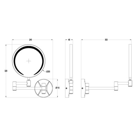 40.0039 Eastbrook Round LED Vanity Make Up Mirror Dimensions