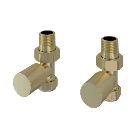 Eastbrook Round Straight Manual Brushed Brass Radiator Valves