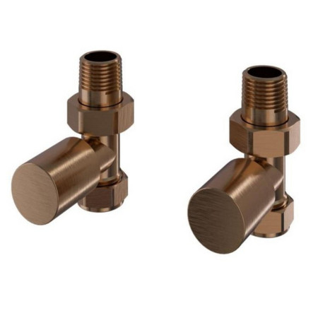 Eastbrook Round Straight Manual Brushed Bronze Radiator Valves