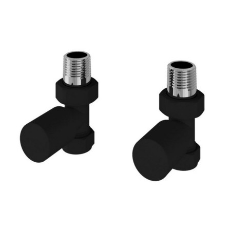 Eastbrook Round Straight Manual Matt Black Radiator Valves