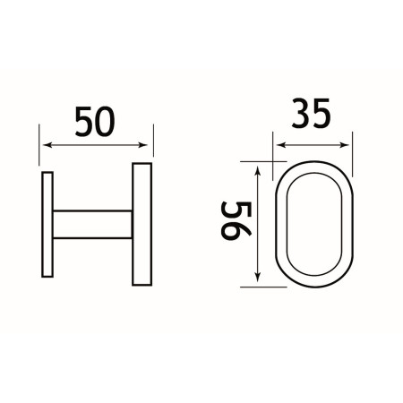 52.217 Eastbrook Salerno Matt Black Robe Hook Technical Drawing