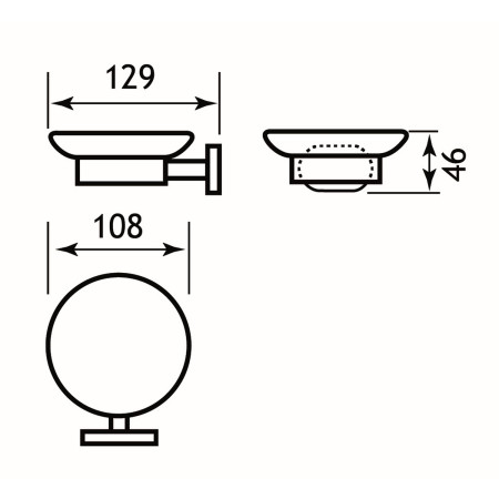 52.216 Eastbrook Salerno Matt Black Soap Dish Line Drawing