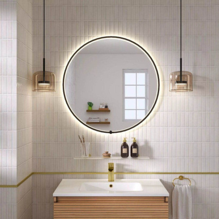 Eastbrook Sanremo Round 800 x 800mm Matt Black LED Bathroom Mirror