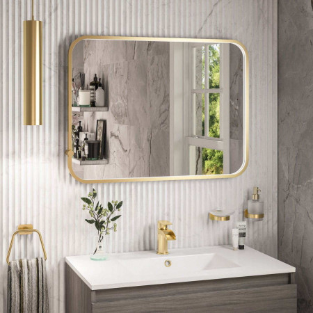 Eastbrook Sanremo Square 600 x 800mm Brushed Brass LED Bathroom Mirror