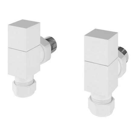 Eastbrook Square Angled Manual Matt White Radiator Valves