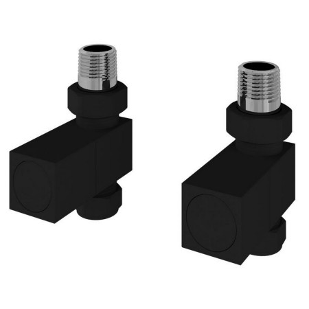 Eastbrook Square Straight Manual Matt Black Radiator Valves