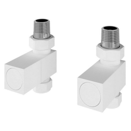 Eastbrook Square Straight Manual Matt White Radiator Valves