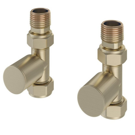 Eastbrook Straight Round Manual Brushed Brass Radiator Valves