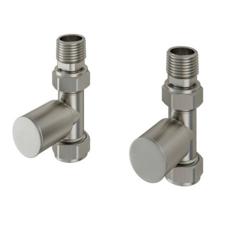 Eastbrook Straight Round Manual Brushed Nickel Radiator Valves