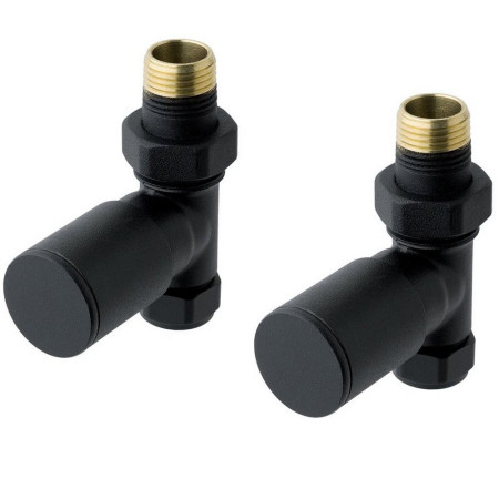 Eastbrook Straight Round Manual Matt Black Radiator Valves