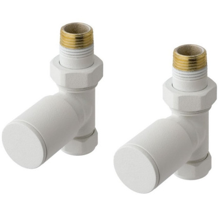 Eastbrook Straight Round Manual Matt White Radiator Valves