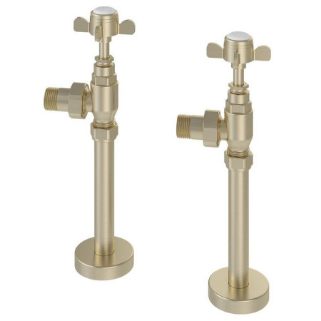 Eastbrook Traditional Brushed Brass Angled Radiator Valves with Tails